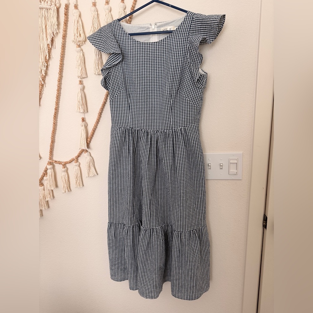 Eliza J navy and white gingham dress size 4